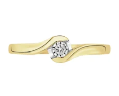 Pierścionek z żółtego i białego złota z brylantem - 0,02 ct - próba 585
