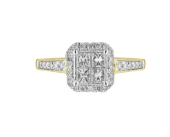 Pierścionek z żółtego i białego złota z diamentami - 0,50 ct - próba 585