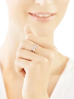 Pierścionek z żółtego i białego złota z brylantami - 0,06 ct - próba 585