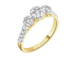 Pierścionek z żółtego i białego złota z brylantami - 0,50 ct - próba 585