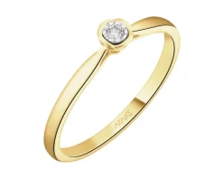 Pierścionek z żółtego i białego złota z brylantem - 0,03 ct - próba 375