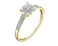 Pierścionek z żółtego i białego złota z brylantami - 0,18 ct - próba 585