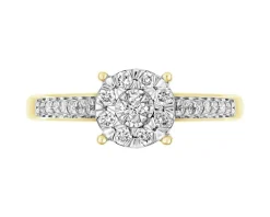 Pierścionek z żółtego i białego złota z brylantami - 0,18 ct - próba 585