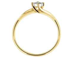 Pierścionek z żółtego i białego złota z brylantem - 0,11 ct - próba 585