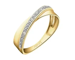 Pierścionek z żółtego z żółtego złota z brylantami - 0,02 ct - próba 375