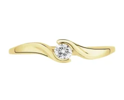 Pierścionek z żółtego złota brylantem - 0,10 ct - próba 585