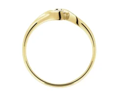 Pierścionek z żółtego złota brylantem - 0,10 ct - próba 585