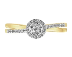 Pierścionek z żółtego złota z brylantem - 0,18 ct - próba 750