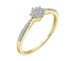 Pierścionek z żółtego złota z diamentami - 0,12 ct - próba 585