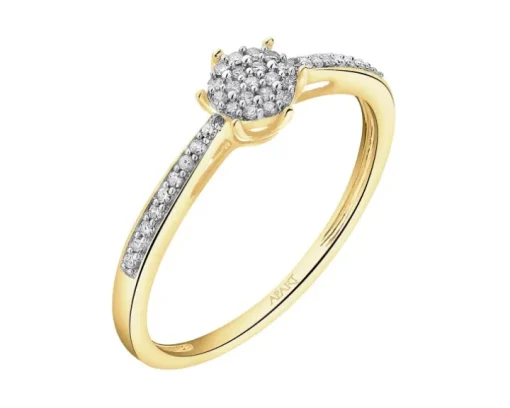 Pierścionek z żółtego złota z diamentami - 0,12 ct - próba 585