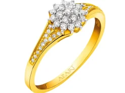 Pierścionek z żółtego złota z diamentami - 0,24 ct - próba 585