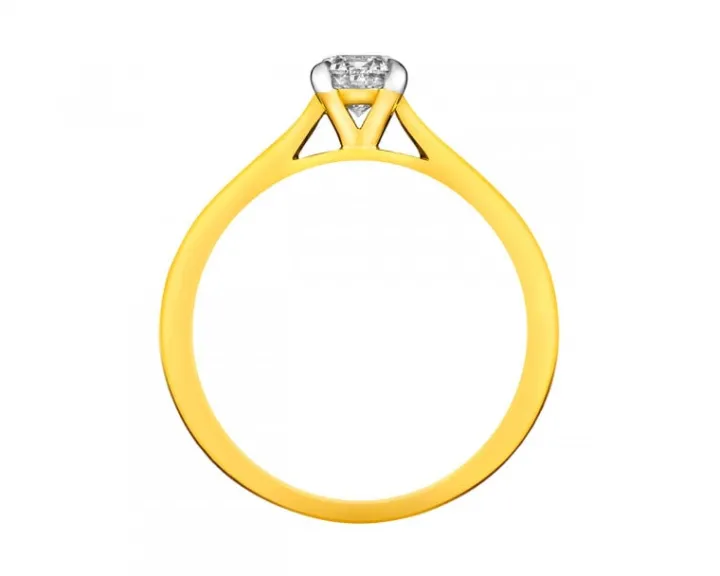 Pierścionek z żółtego złota z brylantem - 0,18 ct - próba 750