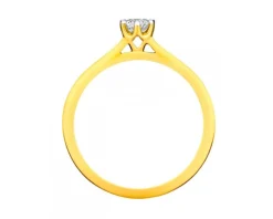 Pierścionek z żółtego złota z brylantem - 0,18 ct - próba 750
