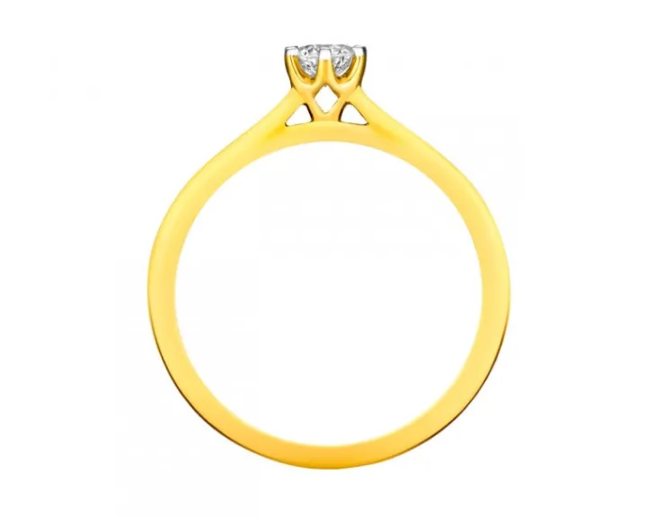 Pierścionek z żółtego złota z brylantem - 0,18 ct - próba 750