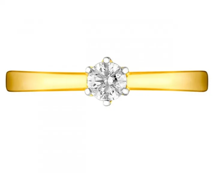 Pierścionek z żółtego złota z brylantem - 0,18 ct - próba 750