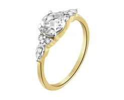 Pierścionek z żółtego złota z diamentami - 0,21 ct - próba 585