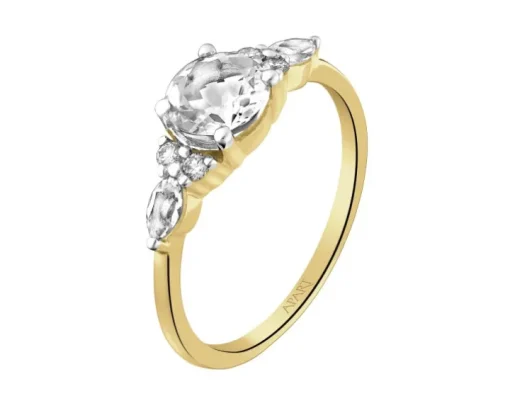 Pierścionek z żółtego złota z diamentami - 0,21 ct - próba 585