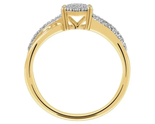 Pierścionek z żółtego złota z diamentami - 0,14 ct - próba 375