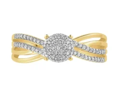 Pierścionek z żółtego złota z diamentami - 0,14 ct - próba 375