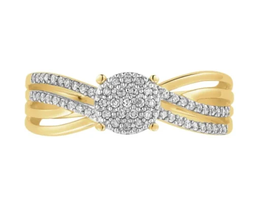 Pierścionek z żółtego złota z diamentami - 0,14 ct - próba 375