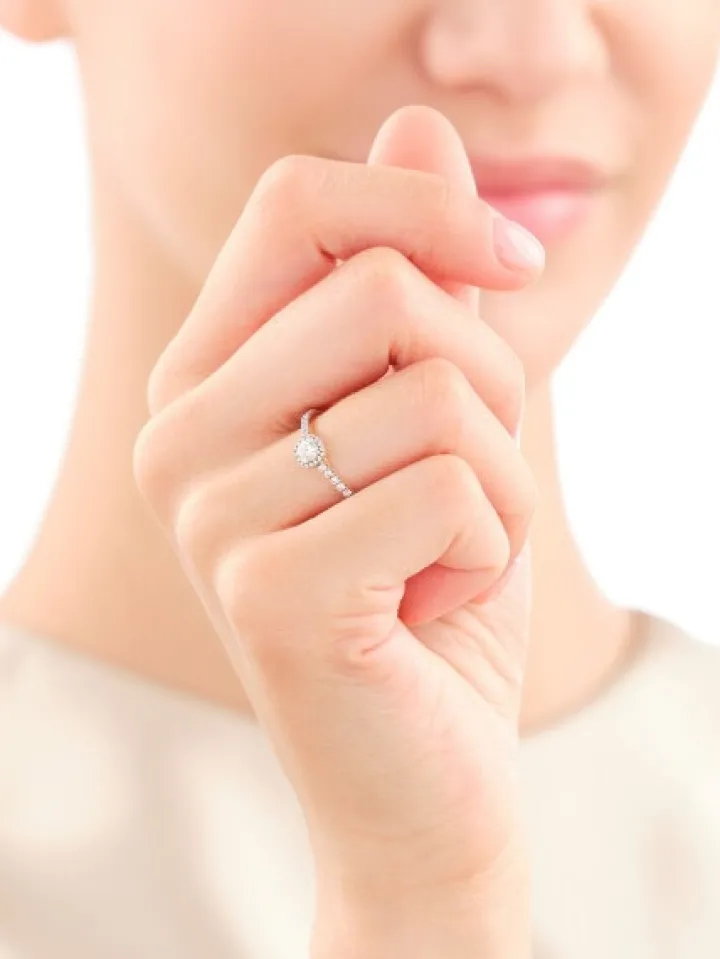 Pierścionek z żółtego złota z diamentami - SI2/H - 0,54 ct - próba 585