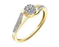 Pierścionek z żółtego złota z diamentami - 0,13 ct - próba 585