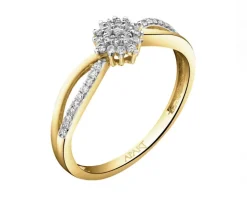 Pierścionek z żółtego złota z diamentami - 0,05 ct - próba 375