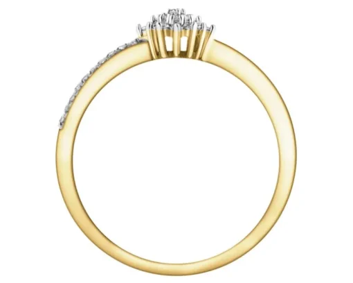 Pierścionek z żółtego złota z diamentami - 0,05 ct - próba 375