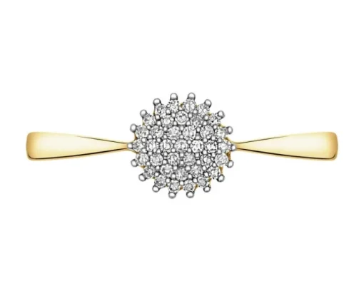 Pierścionek z żółtego złota z diamentami - 0,10 ct - próba 585