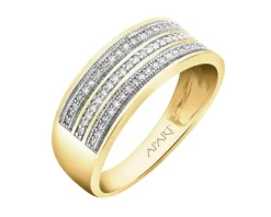 Pierścionek z żółtego złota z diamentami - 0,18 ct - próba 585