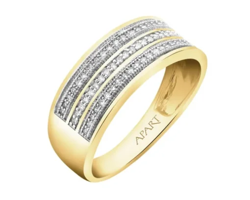 Pierścionek z żółtego złota z diamentami - 0,18 ct - próba 585