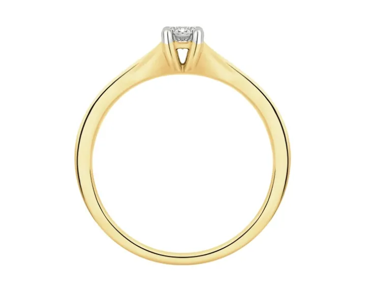 Pierścionek z żółtego złota z brylantem - 0,18 ct - próba 750