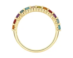 Pierścionek z żółtego złota z brylantem i kamieniami ozdobnymi - próba 585