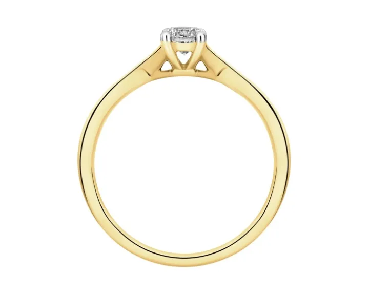 Pierścionek z żółtego złota z brylantem - 0,31 ct - próba 750