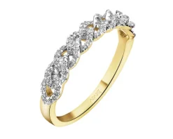 Pierścionek z żółtego złota z diamentami - 0,19 ct - próba 585