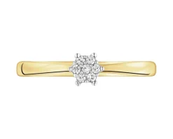Pierścionek z żółtego złota z diamentami - 0,05 ct - próba 585