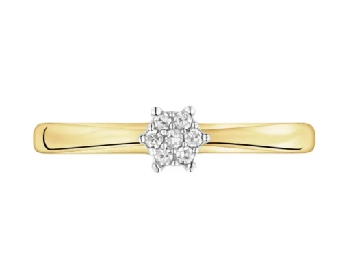 Pierścionek z żółtego złota z diamentami - 0,05 ct - próba 585