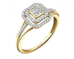 Pierścionek z żółtego złota z brylantami - 0,26 ct - próba 585