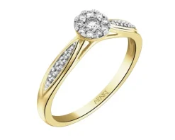 Pierścionek z żółtego złota z diamentami - 0,15 ct - próba 585
