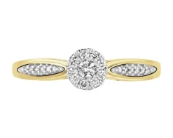 Pierścionek z żółtego złota z diamentami - 0,15 ct - próba 585