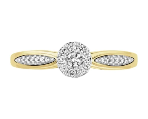 Pierścionek z żółtego złota z diamentami - 0,15 ct - próba 585