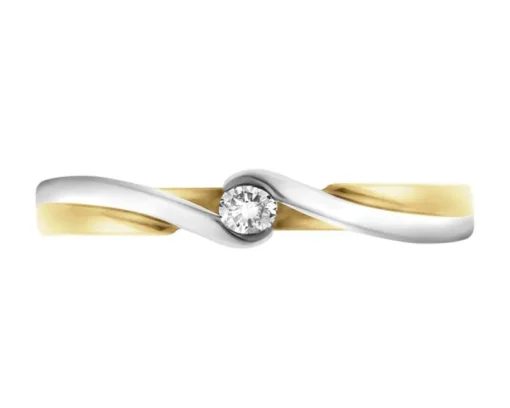 Pierścionek z żółtego złota z diamentami - 0,09 ct - próba 585