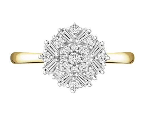 Pierścionek z żółtego złota z diamentami - 0,39 ct - próba 585