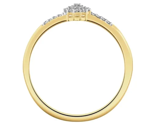 Pierścionek z żółtego złota z diamentami - 0,06 ct - próba 375