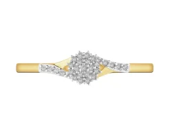 Pierścionek z żółtego złota z diamentami - 0,06 ct - próba 375