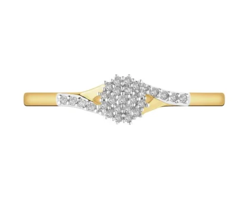 Pierścionek z żółtego złota z diamentami - 0,06 ct - próba 375