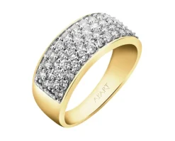 Pierścionek z żółtego złota  z diamentem i peridotami - próba 375