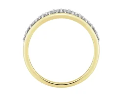 Pierścionek z żółtego złota  z diamentem i peridotami - próba 375