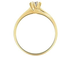 Pierścionek z żółtego złota z brylantem - 0,09 ct - próba 585