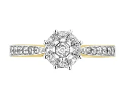 Pierścionek z żółtego złota z diamentami - 0,43 ct - próba 585